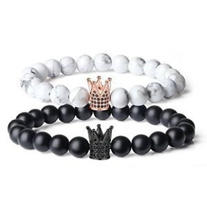 【送料無料】ブレスレット　アクセサリ—　パートナーブレスレットクラウンマットオニキスsweat partner bracelets from edelset a with crown charm howlithmatte onyx