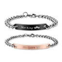 【送料無料】ブレスレット アクセサリ— ステンレスカップルブレスレットcoai her king his queen stainless steel couple relationship bracelets