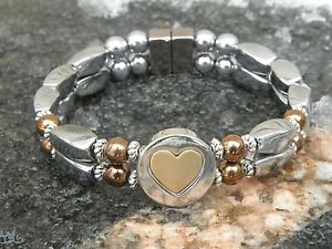 【送料無料】ブレスレット　アクセサリ—　シルバーヘマタイトブレスレットスライダwomens silver n cop..