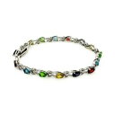 【送料無料】ブレスレット アクセサリ- スターリングシルバーマルチカラーティアドロップテニスブレスレットsterling silver multi color teardrop cz stones tennis bracelet