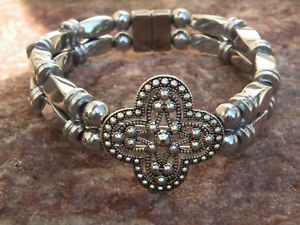 【送料無料】ブレスレット　アクセサリ—　メンズウィメンズシルバーヘマタイトブレスレットスライダmen..