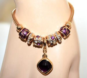 【送料無料】ブレスレット　アクセサリ—　ゴールドブレスレットゴールドペンダントラインストーンチェーンgold woman bracelet gold purple crystal pendants rhinestone charms chain bb35
