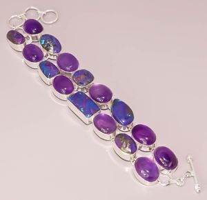 【送料無料】ブレスレット　アクセサリ—　アメジストターコイズジュエリースターリングシルバーブレスレットnatural amethyst turquoise jewelry 925 sterling silver plated bracelet 50