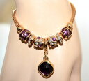【送料無料】ブレスレット アクセサリ— ゴールドチェーンブレスレットペンダントパープルラインストーンwomens gold chain bracelet stone pendants purple rhinestone cristeaux charms bb35(4)