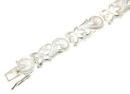 【送料無料】ブレスレット　アクセサリ—　スターリングシルバーハワイプルメリアブレスレットリンクスクロール925 sterling silver hawaii plumeria flower scrolling with openings bracelet links