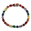 【送料無料】ブレスレット アクセサリ— スターリングシルバーマルチカラーテニスブレスレットsterling silver multi color cz stones tennis bracelet(4)