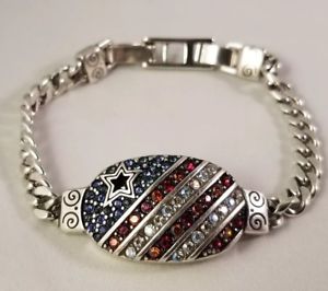 【送料無料】ブレスレット　アクセサリ—　ブライトンアメリカーナハートブレスレットスワロフスキークリスタルbrighton americana red white amp; blue heart bracelet wswarovski crystals