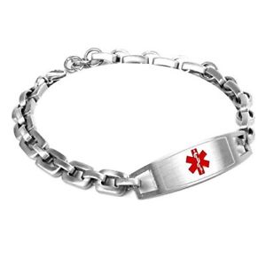 楽天hokushin【送料無料】ブレスレット　アクセサリ—　myiddrブレスレットカスタマイズ マットリンクmyiddr customized kids medical alert bracelet free engraving, steel matte link