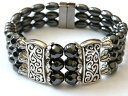 【送料無料】ブレスレット アクセサリ- チベットブレスレット34クリスマスクリスマスmagnetic hematite tibetan silver bracelet 3 row magnetic clasp 4 christmas xmas