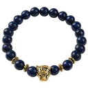 【送料無料】ブレスレット　アクセサリ—　ラピスラズリサイズゴールドmens gemstone leopard dark navy blue lapis lazuli one size boxed gift gold