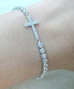 yzuXbg@ANZT?@X^[OVo[NXx[EhAWX^uuXbg925 sterling silver cz cross bezel round adjustable bracelet 13cm 23cm women