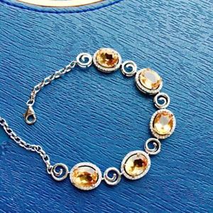 【送料無料】ブレスレット アクセサリ— シトリンホワイトゴールドメッキブレスレットプレゼントnatural citrine white gold p...