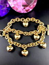 【送料無料】ブレスレット　アクセサリ—　fabulous joan rivers glossy goldtone3link strand puffy heart charm braceletfabulous joan rivers glossy goldtone 3 link str