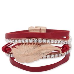 【送料無料】ブレスレット アクセサリ— ビビレッドスエードスワロフスキーブレスレットポーチbibi bijoux red amp; 18ct gol...