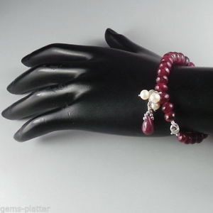 ブレスレット　アクセサリ—　カジュアルパーティファッションルビーブレスレットrondelle ruby bracelet with pearl hanging fashion for women evening casual party