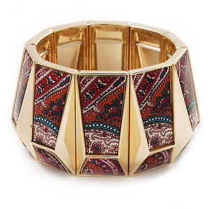 ̵ۥ֥쥹åȡ—磻ɥեå֥쥹åwide goldtone geometric flex bracelet up to 18cm length