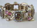 【送料無料】ブレスレット　アクセサリ—　ジョンソンゴールドトーンストレッチブレスレットbetsey johnson gold tone leopard gem stretch bracelet