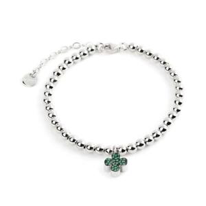 【送料無料】ブレスレット　アクセサリ—　ブレスレットジャックシルバークローバーグリーンブール