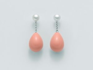 【送料無料】ブレスレット　アクセサリ—　イヤリングドロップシルバーコーラルピンクドロップdrop earrings miluna per2249 silver pea..