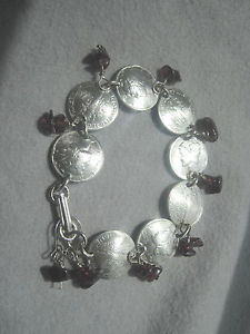 yzuXbg@ANZT?@K[lbgh[t[CO_CuXbgsilver mercury dime bracelet with garnets~nicely domedfree earrings