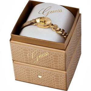 【送料無料】ブレスレット アクセサリ— ブレスレットレザーブレスレットボックスカラーゴールドベージュguess ubs11403s bracelet...