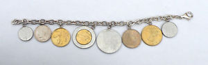 【送料無料】ブレスレット　アクセサリ—　925スターリングイタリアコインリラブレスレットlot2154lovely 925 sterling silver italian coin lira charm bracelet lot2154