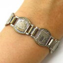 【送料無料】ブレスレット アクセサリ- アンティークアールデコパリデザインリンクブレスレットantique art deco silver plated tourist paris design link bracelet 7 14
