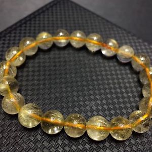 ̵ۥ֥쥹åȡꡡ饦ɥꥹӡȥå֥쥹å9mm natural gold rutilated quartz titanium stretch round crystal beads bracelet