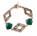 【送料無料】ブレスレット　アクセサリ—　グリーンオニキススターリングシルバーリンクブレスレットbarse green onyx sterling silver amp; copper link bracelet 75