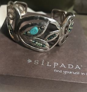 【送料無料】ブレスレット　アクセサリ—　スターリングシルバーターコイズシードビーズカフブレスレット listingsilpada sterling silver turquoise seed bead cuff bracelet b2182 euc