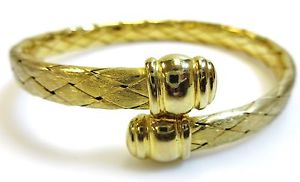 ブレスレット　アクセサリ—　ブレスレットスターリングイタリアkゴールドバイパスベロネーゼbracelet v signed sterling 925 italy 18k gold clad woven bypass 24g veronese