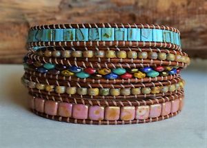 multicolor beads leather five wrap bracelet hummingbird button handmade by yevgaマルチカラービーズレザーブレスレットボタンハンドメイドラップ※注意※NYからの配送になりますので2週間前後お時間をいただきます。人気の商品は在庫が無い場合がございます。ご了承くださいませ。サイズの種類の商品は購入時の備考欄にご希望のサイズをご記載ください。　携帯メールでの登録ですと楽天からのメールが届かない場合がございます。