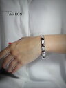 【送料無料】ブレスレット アクセサリ— ステンレススチールブレスレットリベットクリスタルパールstainless steel bracelet silver ouverable rivets crystal pearl