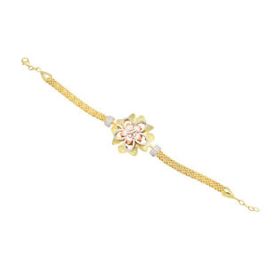 【送料無料】ブレスレット　アクセサリ—　スターリングシルバーマルチトーンチェーンブレスレット925 sterling silver multi tone gold plated floral chain bracelet jewelry
