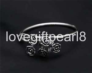 【送料無料】ブレスレット　アクセサリ—　スターリングシルバーレトロシンプルバラブレスレットpure s925 sterling silver retro simple rose bouquet telescopic womens bracelet