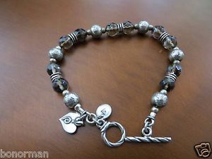 【送料無料】ブレスレット　アクセサリ—　スターリングスモーキークオーツハートトグルsilpada braclet sterling retired smoky quartz heart charm toggle rare b1477