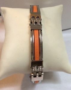 yzuXbg@ANZT?@`[YXeXX`[IWSuXbg chisel mens stainless steel orange rubber 9 bracelet