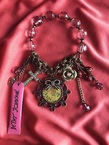 ブレスレット　アクセサリ—　ジョンソンビンテージラムクロスエンジェルブレスレットbetsey johnson vintage cherub lamb cross angel rosebud vegetable garden bracelet