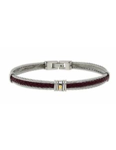 【送料無料】ブレスレット アクセサリ— ステンレススチールレザーブレスレット zoppini stainless steel leather bracelet