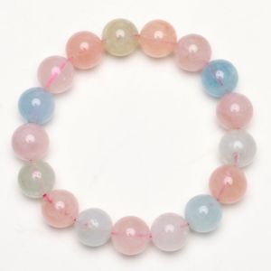 【送料無料】ブレスレット　アクセサリ—　カラフルビーズブレスレットストレッチ124mm natural colorful morganite crystal gem stretch beads bracelet mgbb006