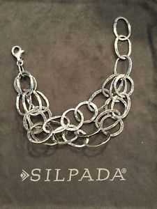 【送料無料】ブレスレット　アクセサリ—　ストランドスターリングシルバーリンクブレスレットドルsilpada 3strand 925 sterling silver hammered oval link bracelet b1939 169