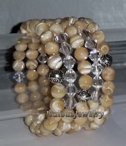 yzuXbg@ANZT?@p[KA[LfBuXbgZbgX^[OVo[925 sterling silver mother of pearl healing gemstone yoga arm candy bracelet set