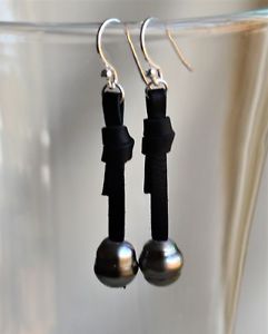 【送料無料】ブレスレット アクセサリ— タヒチイヤリングオーストラリアgenuine dark circled tahitian pearls earrings australian leather 175 yevga