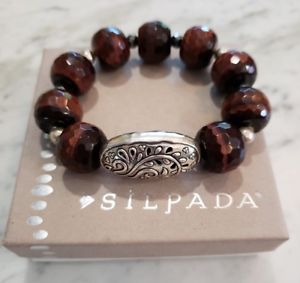 【送料無料】ブレスレット　アクセサリ—　ブレスレットストレッチレッドタイガーアイドルsilpada bring the heat bracelet b2900 stretch red tigers eye retail 189