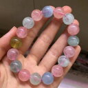 【送料無料】ブレスレット　アクセサリ—　カラフルビードブレスレットgenuine natural colorful morganite gemstone beads nice bracelet 125mm