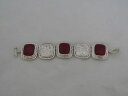 【送料無料】ブレスレット アクセサリ— デザイナースターリングパネルブレスレットawesome designer sterling amp; large red stone floral panel bracelet(4)
