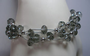 【送料無料】ブレスレット アクセサリ— ソリッドシルバーオーストリアビーズアジャスタブルブレスレット solid silver austria crystals beads adjustable bracelet 178cm203cm