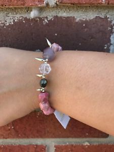 【送料無料】ブレスレット　アクセサリ—　スコットピンクミックスゴールドストレッチブレスレットnwt kendra scott sadie gold stretch bracelet in pink agate mix