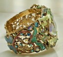 【送料無料】ブレスレット　アクセサリ—　カフブレスレットレアkirks folly seaview moon lionheart cuff bracelet, goldtone rare