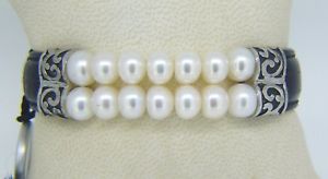 【送料無料】ブレスレット　アクセサリ—　シルバーアンプブレスレットhonora ster silver leather amp; double row cultured fresh water pearl bracelet r32